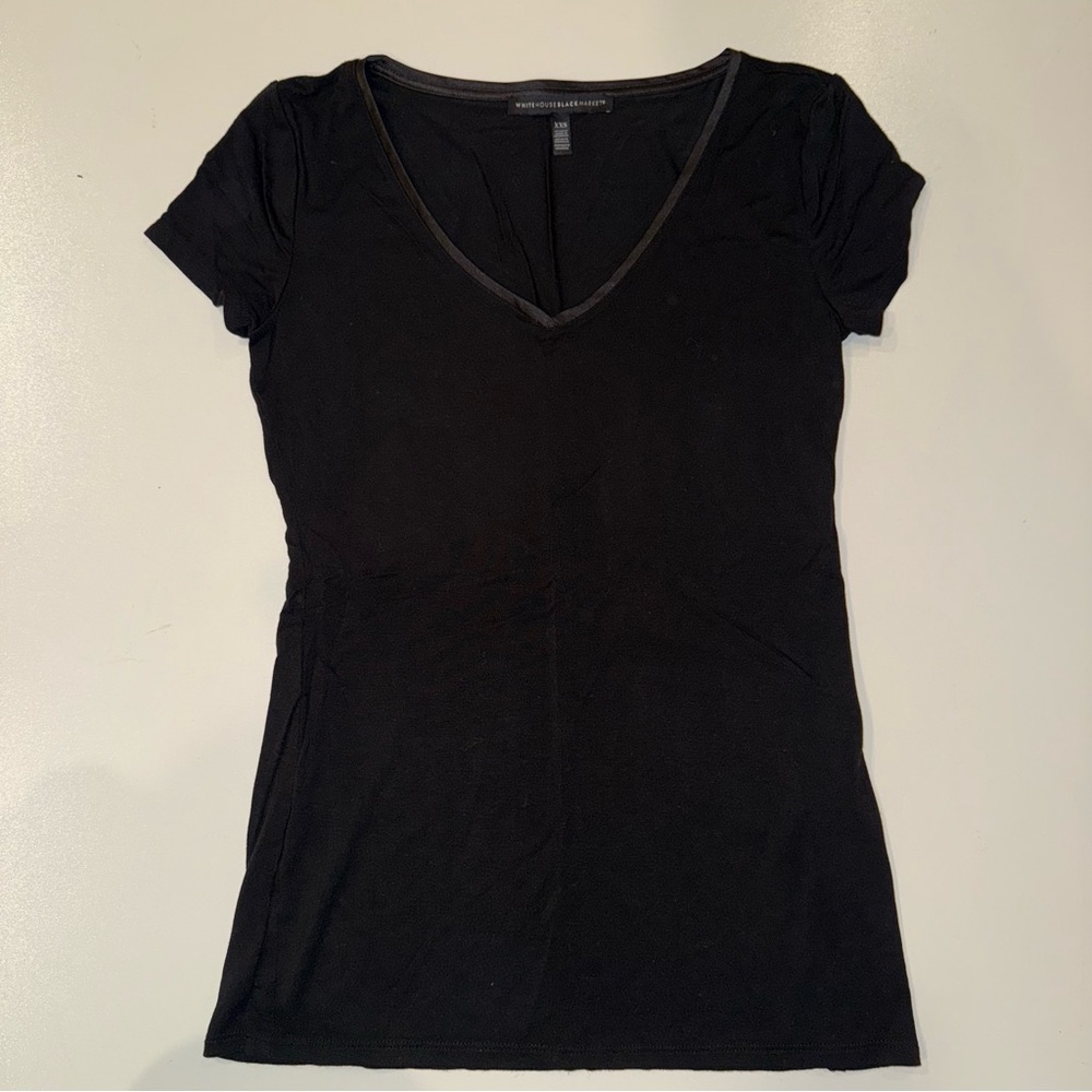 White House Black Market Black V-Neck Tee